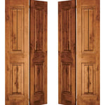 Farmhouse Knotty Alder V-Groove Bi-Fold Interior Double Door - Krosswood