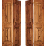 Farmhouse Knotty Alder V-Groove Bi-Fold Interior Double Door - Krosswood