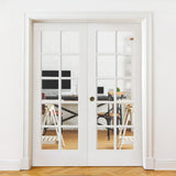 French 10 Lite Clear Glass MDF Interior Double Door - Krosswood