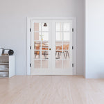 French 10 Lite Clear Glass MDF Interior Double Door - Krosswood