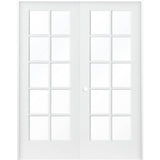 French 10 Lite Clear Glass MDF Interior Double Door - Krosswood