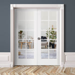 French 10 Lite Clear Glass MDF Interior Double Door - Krosswood