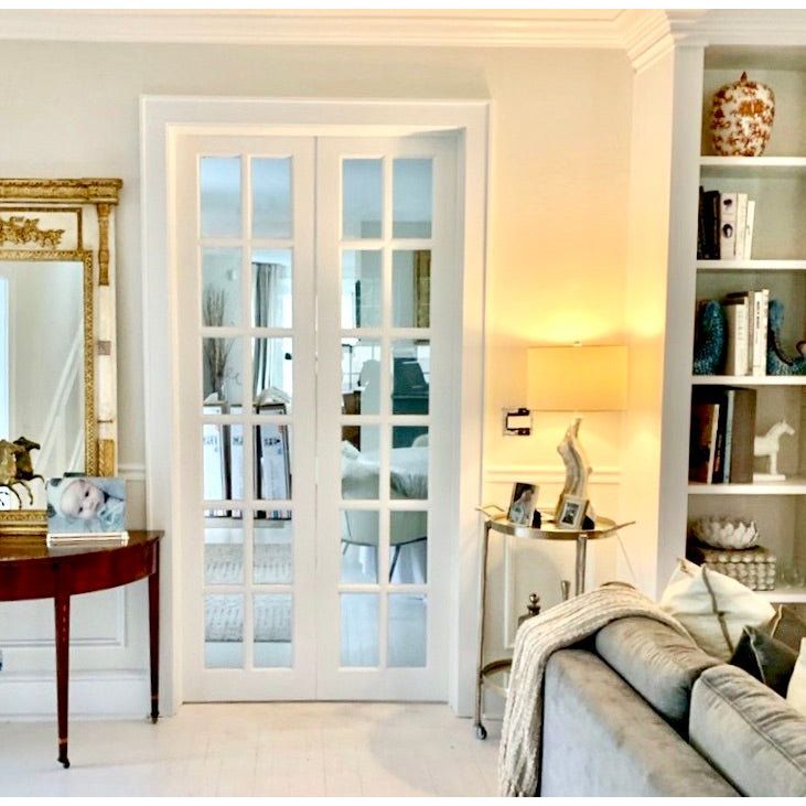French 12 Lite Clear Glass MDF Interior Double Door - Krosswood