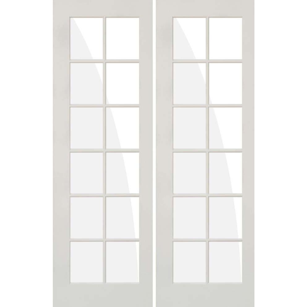 French 12 Lite Clear Glass MDF Interior Double Door - Krosswood