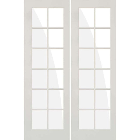 French 12 Lite Clear Glass MDF Interior Double Door - Krosswood