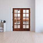 French Knotty Alder 10 Lite Clear Glass Interior Double Doors - Krosswood