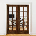 French Knotty Alder 10 Lite Clear Glass Interior Double Doors - Krosswood