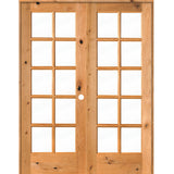 French Knotty Alder 10 Lite Clear Glass Interior Double Doors - Krosswood