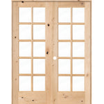 French Knotty Alder 10 Lite Clear Glass Interior Double Doors - Krosswood