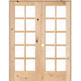 French Knotty Alder 10 Lite Clear Glass Interior Double Doors - Krosswood