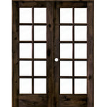 French Knotty Alder 10 Lite Clear Glass Interior Double Doors - Krosswood