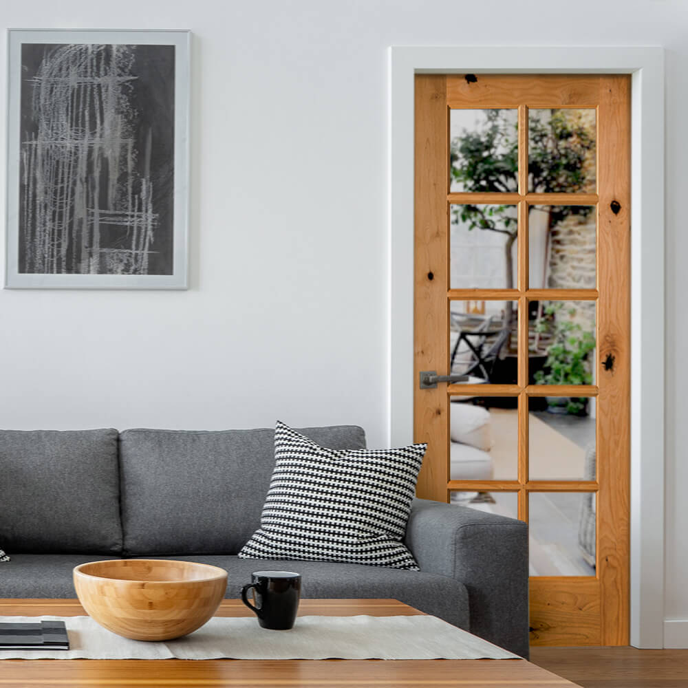 French Knotty Alder 10 Lite Clear Glass Window Interior Door - Krosswood