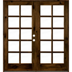 French Knotty Alder 10 Lite Glass Exterior Double Door - Krosswood