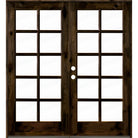 French Knotty Alder 10 Lite Glass Exterior Double Door - Krosswood