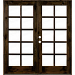 French Knotty Alder 10 Lite Glass Exterior Double Door - Krosswood