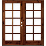 French Knotty Alder 10 Lite Glass Exterior Double Door - Krosswood