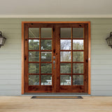 French Knotty Alder 10 Lite Glass Exterior Double Door - Krosswood