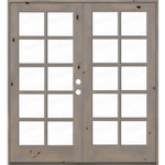 French Knotty Alder 10 Lite Glass Exterior Double Door - Krosswood