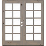 French Knotty Alder 10 Lite Glass Exterior Double Door - Krosswood