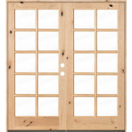 French Knotty Alder 10 Lite Glass Exterior Double Door - Krosswood