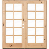 French Knotty Alder 10 Lite Glass Exterior Double Door - Krosswood