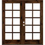 French Knotty Alder 10 Lite Glass Exterior Double Door - Krosswood