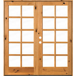 French Knotty Alder 10 Lite Glass Exterior Double Door - Krosswood