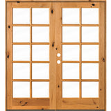 French Knotty Alder 10 Lite Glass Exterior Double Door - Krosswood