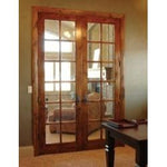 French Knotty Alder 12 Lite Clear Glass Interior Double Door - Krosswood