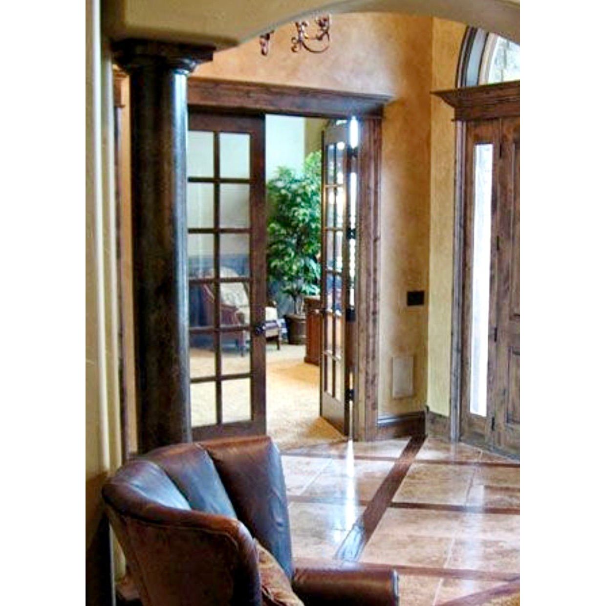 French Knotty Alder 12 Lite Clear Glass Interior Double Door - Krosswood