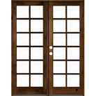 French Knotty Alder Wood 12 Lite Clear Glass Exterior Double Door - Krosswood