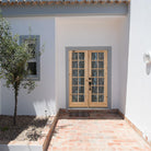 French Knotty Alder Wood 12 Lite Clear Glass Exterior Double Door - Krosswood