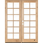 French Knotty Alder Wood 12 Lite Clear Glass Exterior Double Door - Krosswood