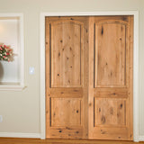 Knotty Alder 1-3/8" 2 Panel Top Rail Arch Interior Double Doors - Krosswood