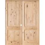 Knotty Alder 1-3/8" 2 Panel Top Rail Arch Interior Double Doors - Krosswood