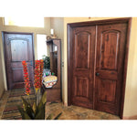 Knotty Alder 1-3/8" 2 Panel Top Rail Arch Interior Double Doors - Krosswood