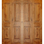 Knotty Alder 2 Panel Top Rail Arch Bi-Fold Interior Double doors - Krosswood