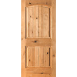 Knotty Alder 2 Panel V-Groove Arch Top Exterior Door - Krosswood