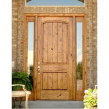 Knotty Alder 2 Panel V-Groove Arch Top Exterior Door - Krosswood