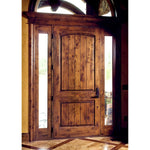 Knotty Alder 2 Panel V-Groove Arch Top Exterior Door - Krosswood