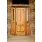 Knotty Alder 2 Panel V-Groove Arch Top Exterior Door - Krosswood