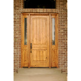 Knotty Alder 2 Panel V-Groove Arch Top Exterior Door - Krosswood