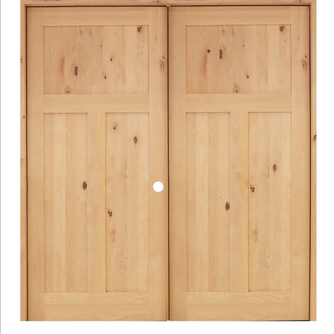 Knotty Alder 3-Panel Craftsman Interior Door - Krosswood