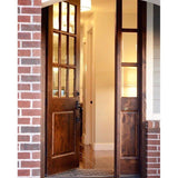 Knotty Alder 9-Lite Clear Glass Exterior Door with Large Dog Door - Krosswood