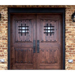 Mediterranean Knotty Alder Common Arch Exterior Double Door - Krosswood