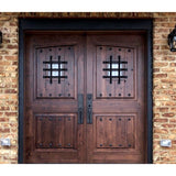 Mediterranean Knotty Alder Common Arch Exterior Double Door - Krosswood