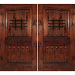 Mediterranean Knotty Alder Common Arch Exterior Double Door - Krosswood