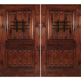 Mediterranean Knotty Alder Common Arch Exterior Double Door - Krosswood