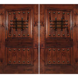 Mediterranean Knotty Alder Common Arch Exterior Double Door - Krosswood