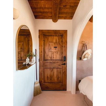 Mediterranean Knotty Alder Square Top Speakeasy Exterior Door - Krosswood